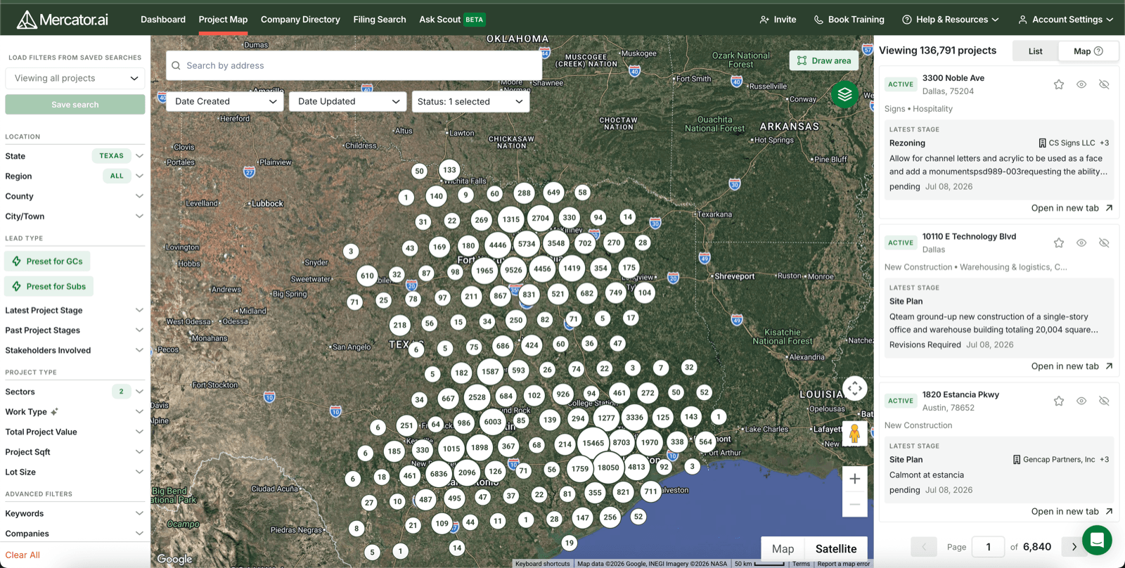 Mercator.ai AI-matched project map